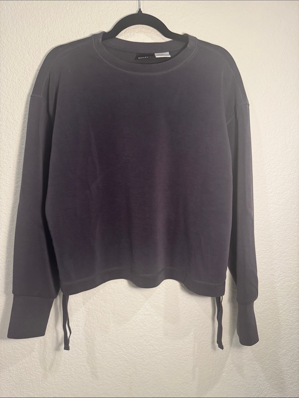 Bailey 44 Gray Brushed Modal Side Tie Crewneck Pullover Sweatshirt M